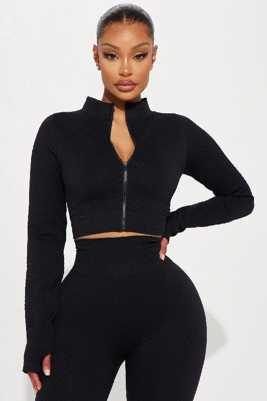 Good Form Textured Seamless Active Jacket - Black