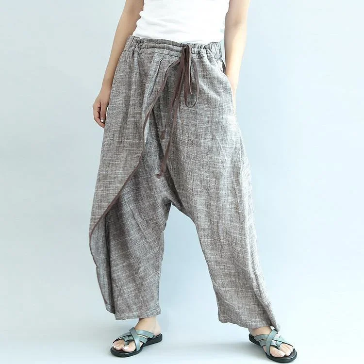 gray tylish linen pants oversize elastic waist traveling dresses