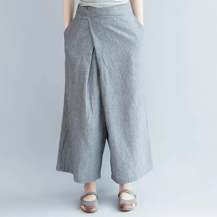 green-prints-linen-low-high-tops-with-casual-elastic-waist-wild-wide-leg-pants