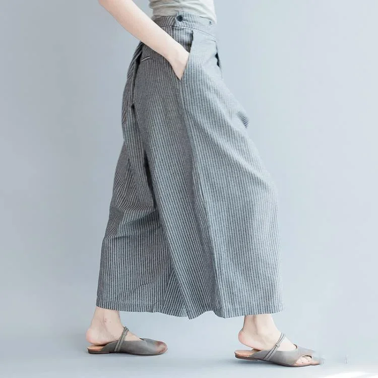 green-prints-linen-low-high-tops-with-casual-elastic-waist-wild-wide-leg-pants