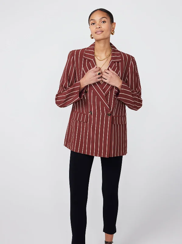 Josephine Mocha Stripe Double Breasted Blazer