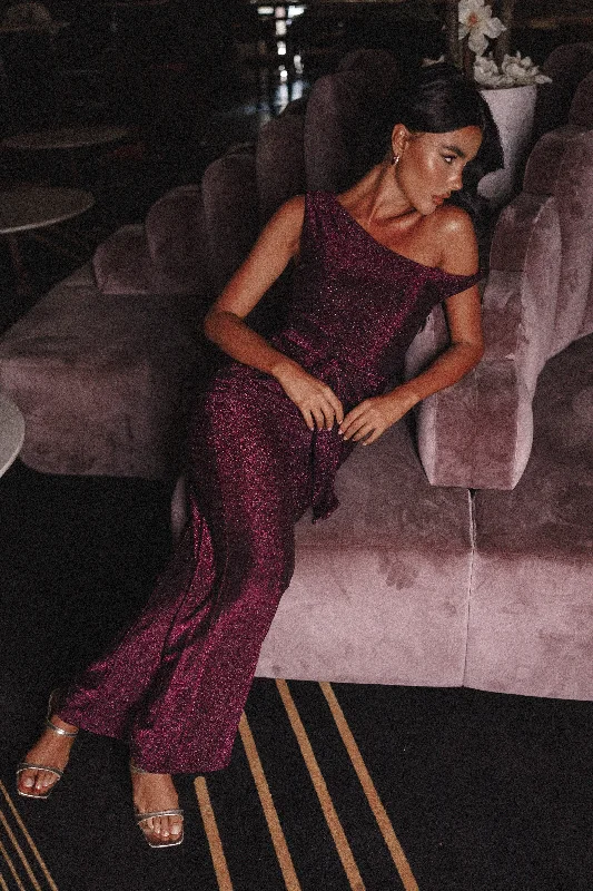 Katarina Off Shoulder Jumpsuit - Purple