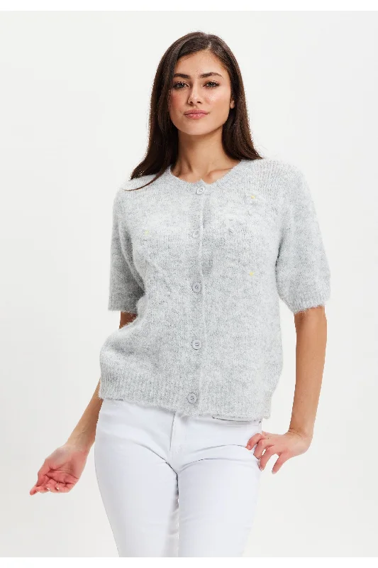 liquorish-grey-knitted-floral-short-sleeve-cardigan