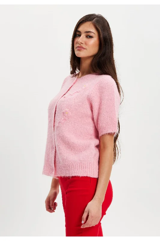 liquorish-pink-knitted-floral-short-sleeve-cardigan