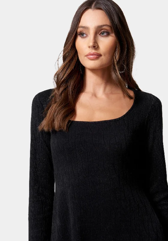 long-sleeve-square-neck-rib-dress-black