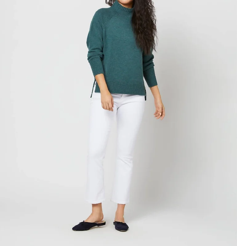 Marie Funnel Neck Sweater In Heather Pine