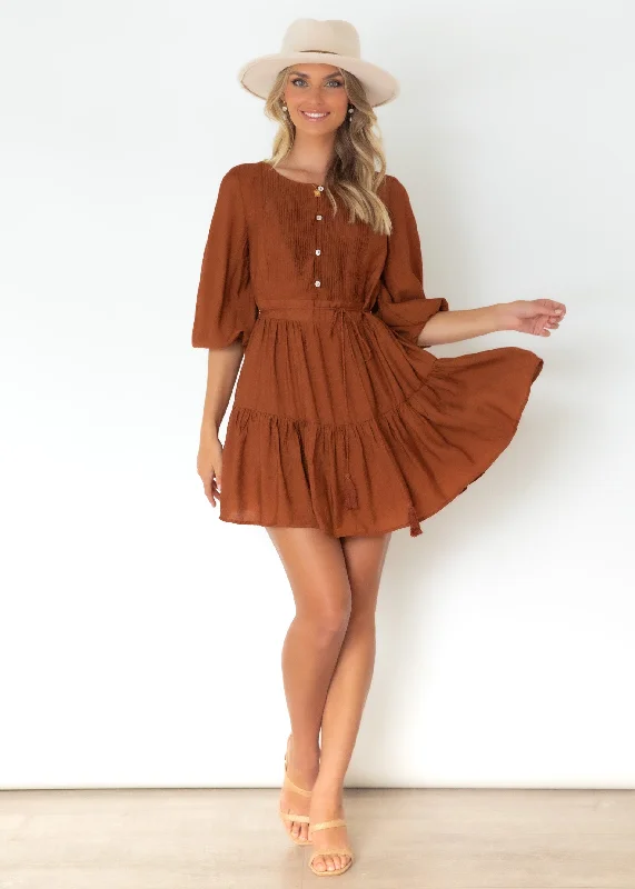 Mattie Smock Dress - Rust