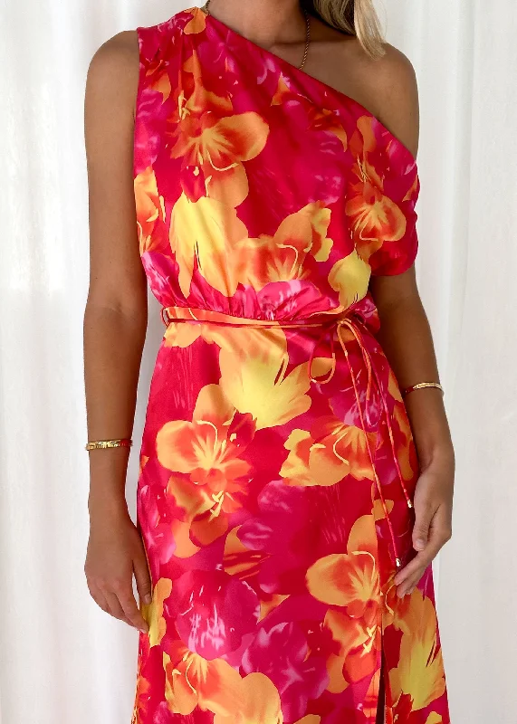 minso-one-shoulder-midi-dress-magenta-flowers