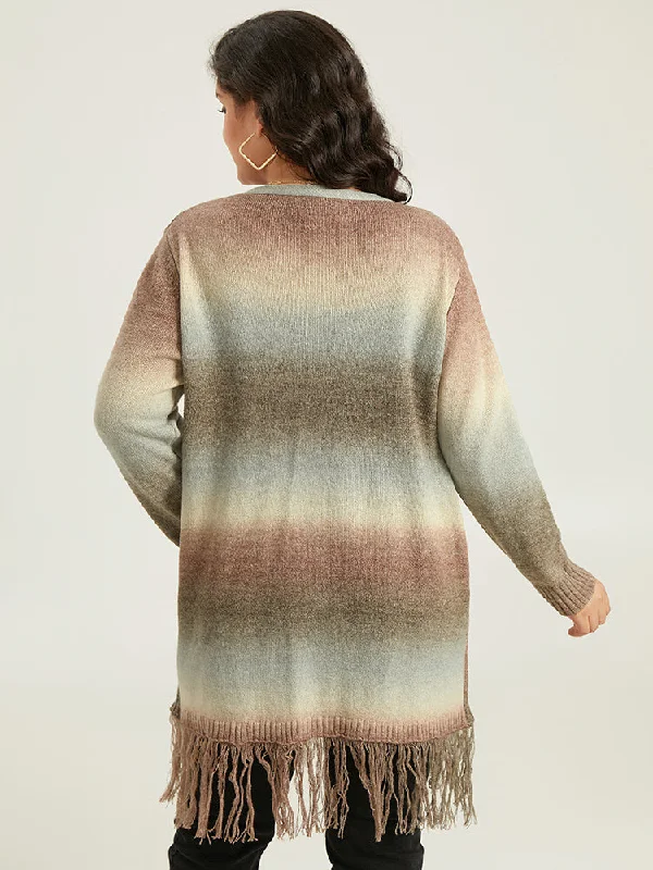 ombre-fringe-trim-open-front-cardigan