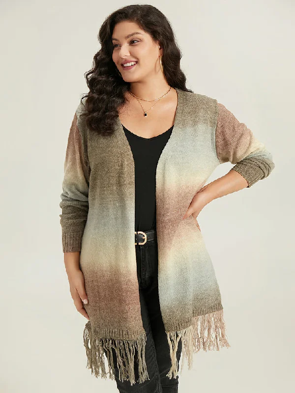 ombre-fringe-trim-open-front-cardigan