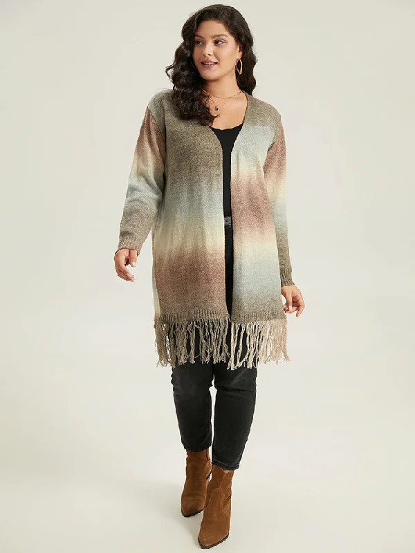 ombre-fringe-trim-open-front-cardigan