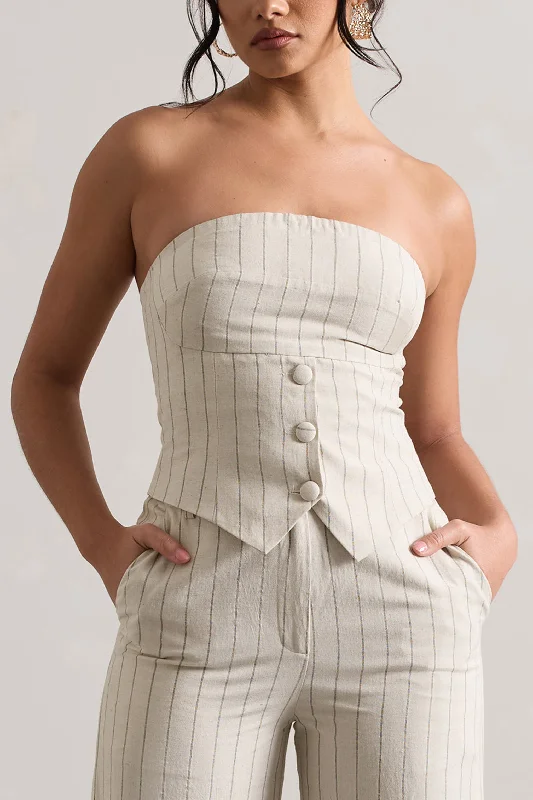 on-time-beige-pinstripe-tailored-bandeau-top-cl132231103