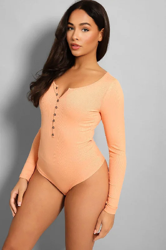 peach-faux-button-detail-ribbed-bodysuit