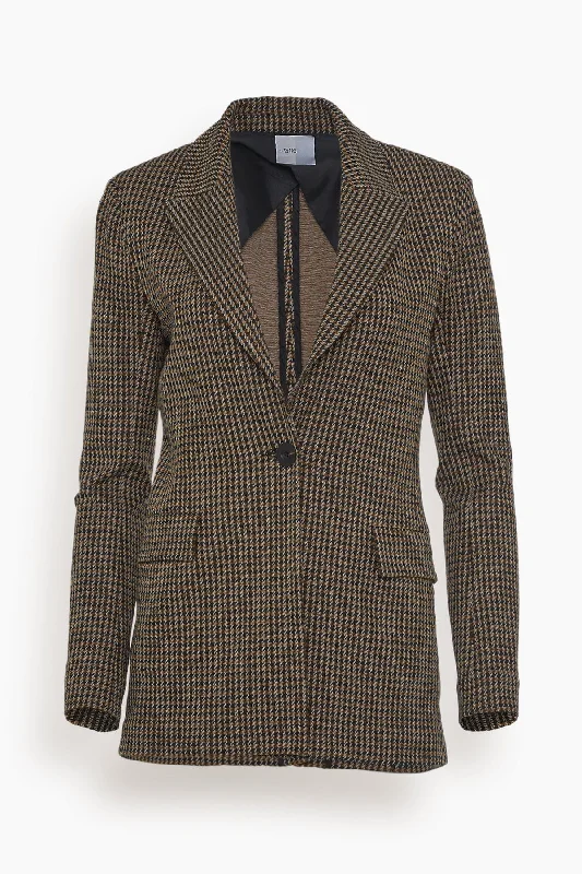 Peak Lapel Houndstooth Jacket in Multi