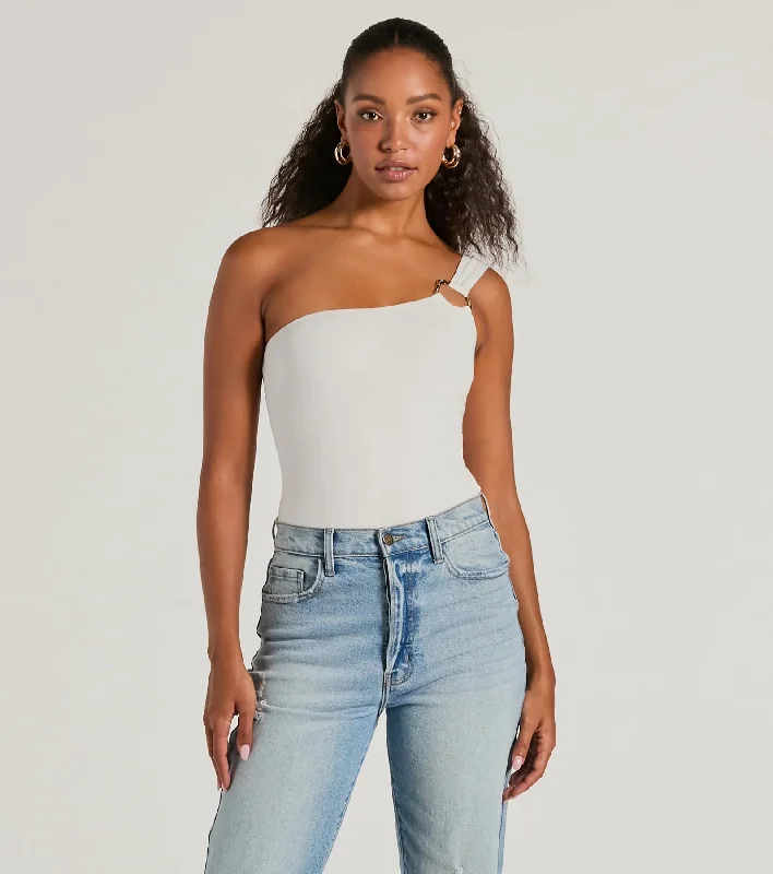 Perfect Piece One-Shoulder Hoop Bodysuit