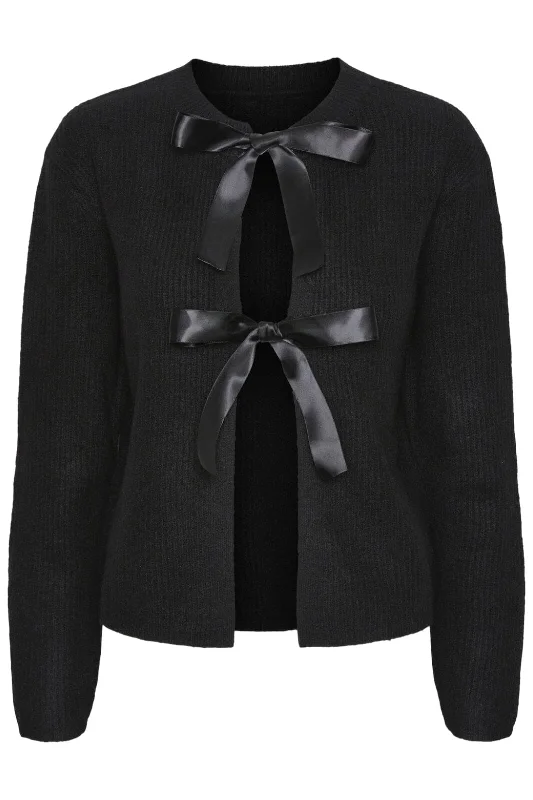 Pieces - Pcrilly Ls Reversible Bow Knit - 4674405 Black Dtm Woven Bow