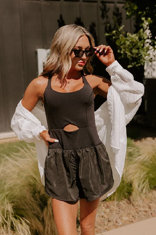 Pilates Please Romper in Black