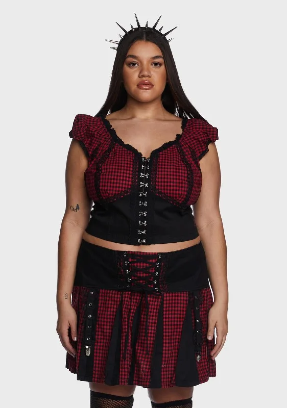 Plus Red And Black Bo Peep Crop Top