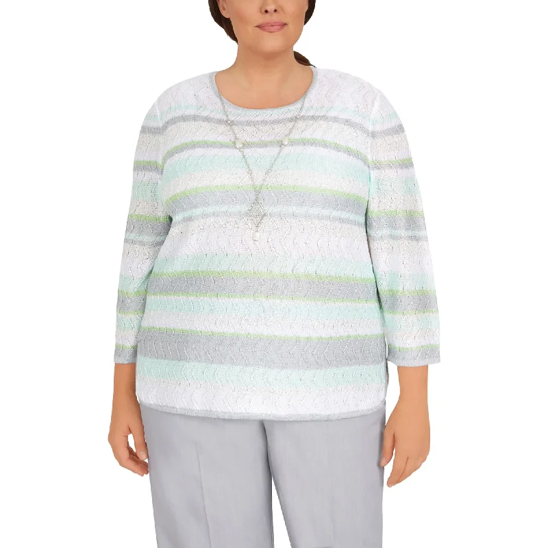 plus-womens-sequined-striped-pullover-sweater