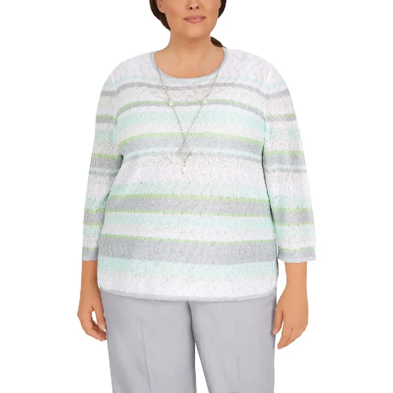 plus-womens-sequined-striped-pullover-sweater