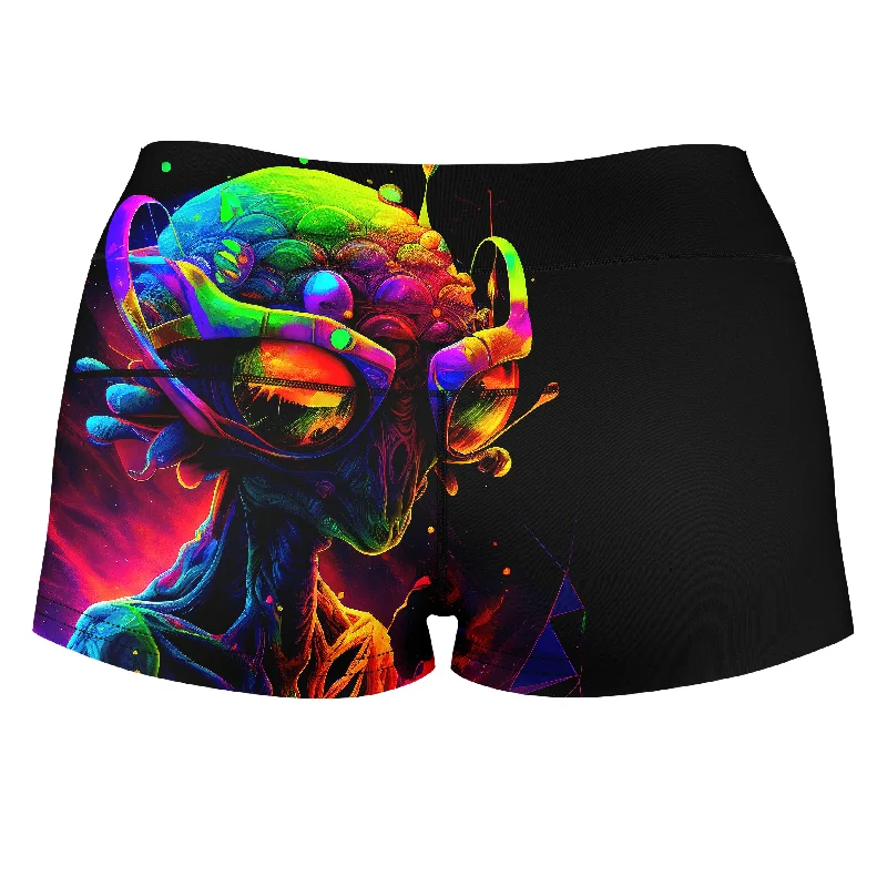 psychedelic-alien-high-waisted-womens-shorts