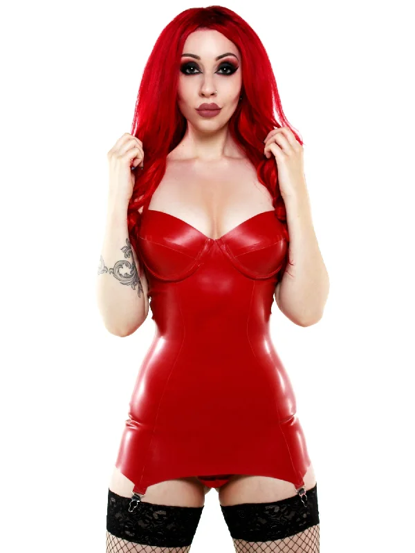 red-four-strap-suspender-latex-dress