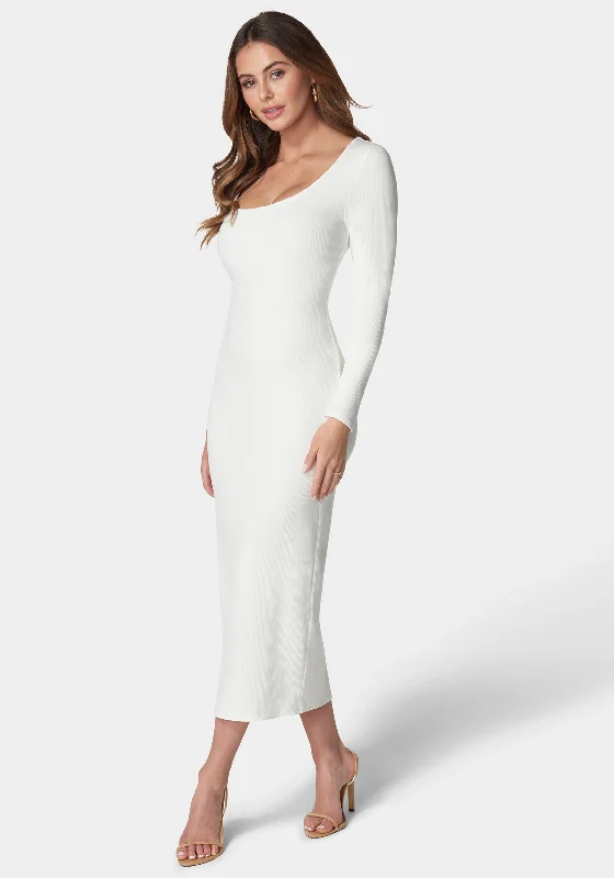 rib-square-neck-long-sleeve-dress-white