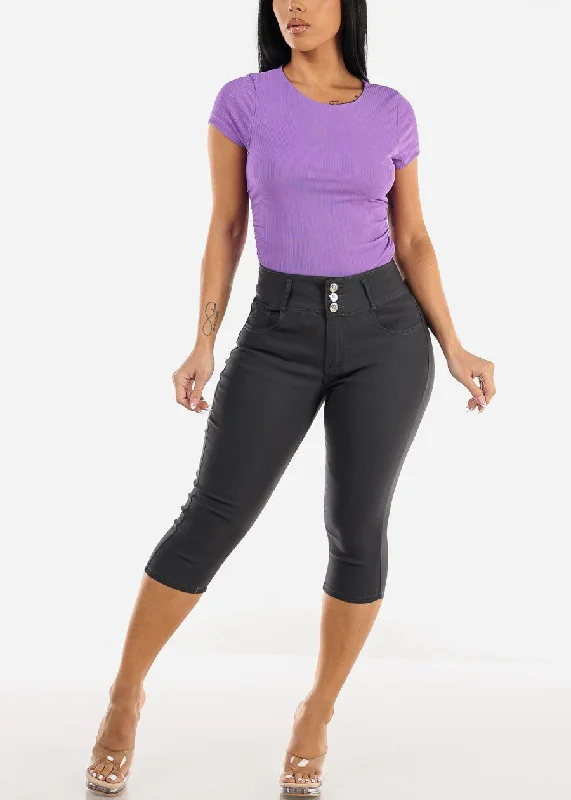 short-sleeve-crewneck-ruched-top-purple-it92460prpl