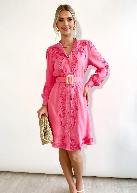 Sierra Embroidered Dress - Rose