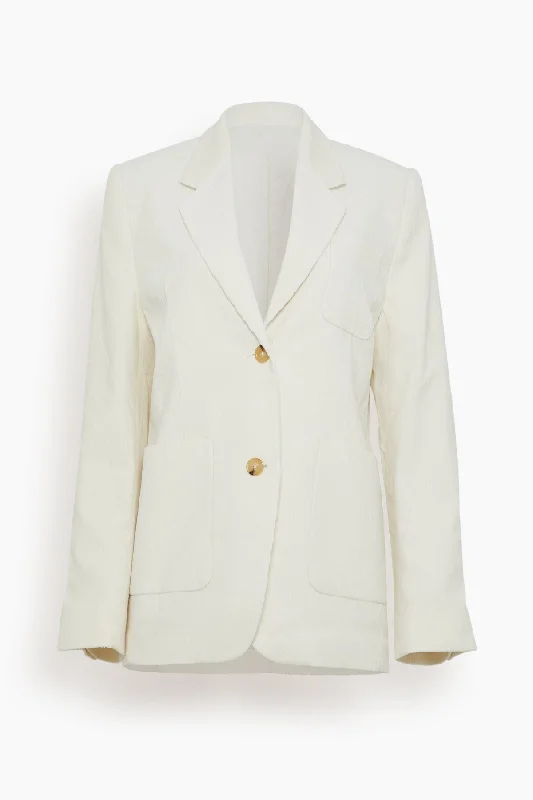 Silk Cotton Cord Blazer in Meringue