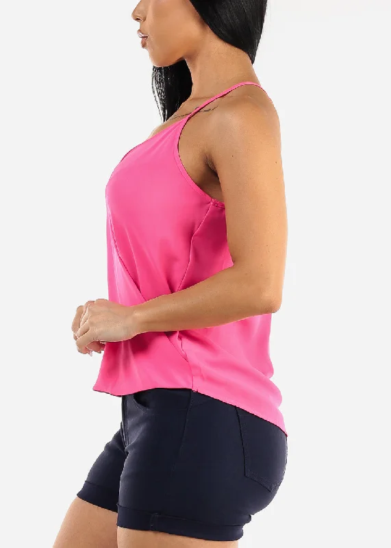 sleeveless-surplice-chiffon-cami-top-dark-neon-pink-t13458hotpink