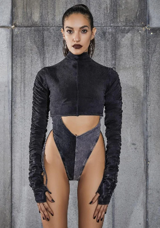 Snare Ruched Long Sleeve Crop Top