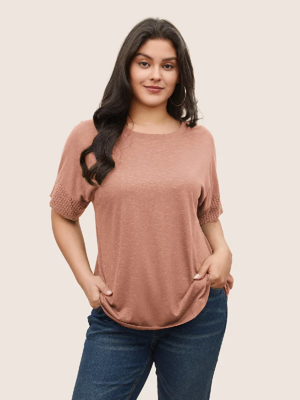 solid-lace-insert-batwing-sleeve-t-shirt