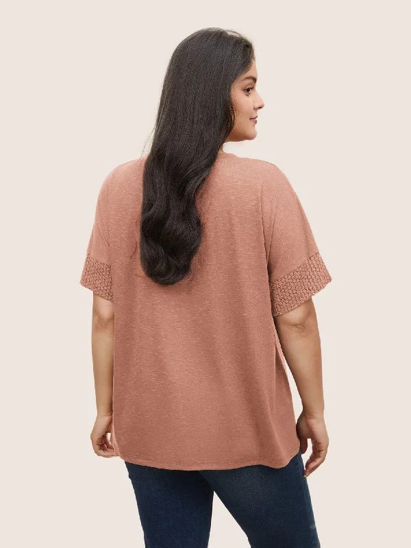 solid-lace-insert-batwing-sleeve-t-shirt