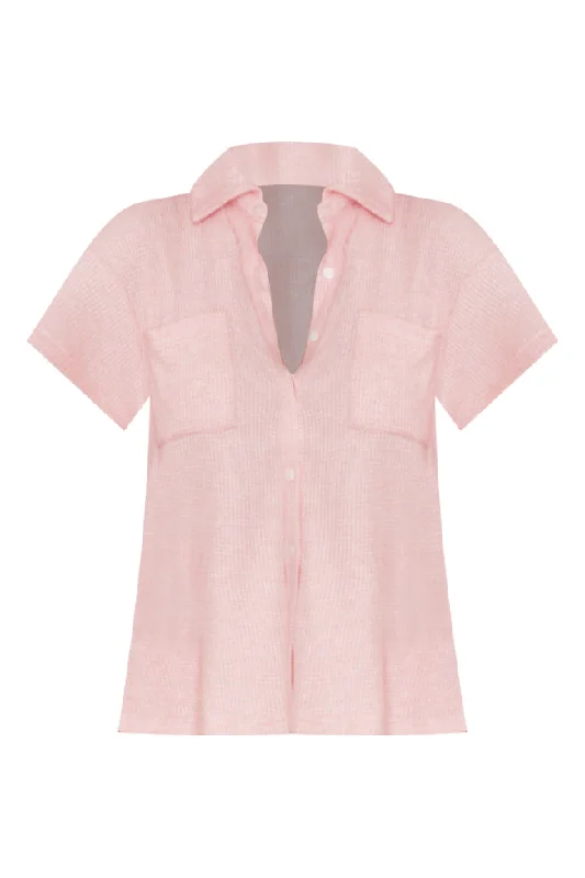 something-to-talk-about-pink-waffle-button-up-lounge-top