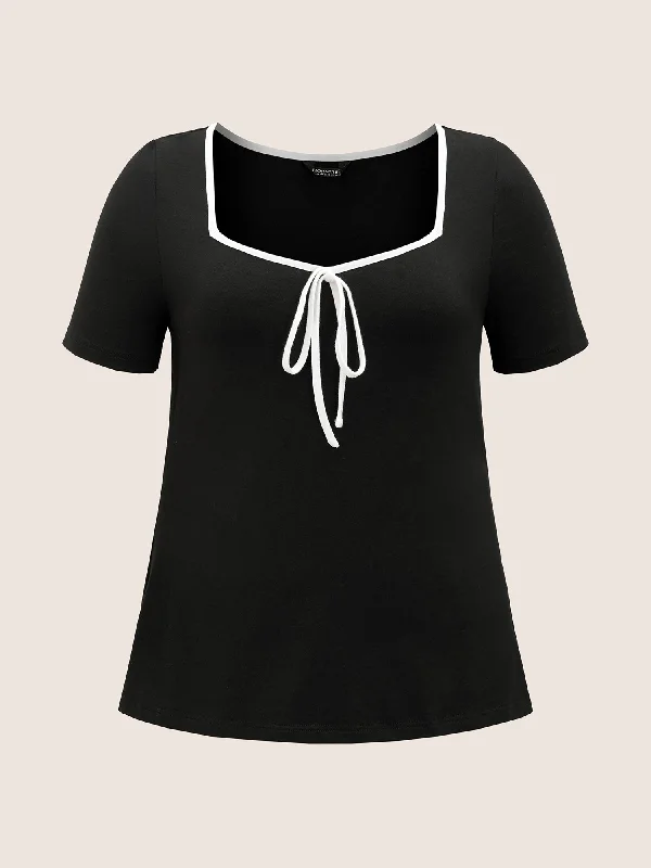 square-neck-contrast-trim-tie-knot-t-shirt