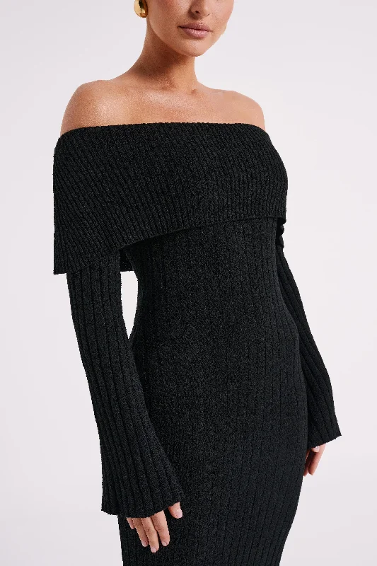 stefania-off-shoulder-knit-dress-black