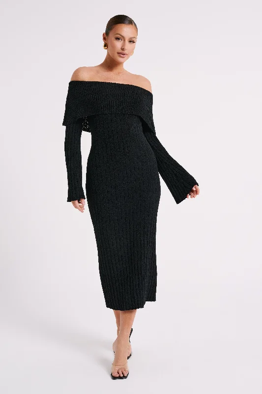 stefania-off-shoulder-knit-dress-black