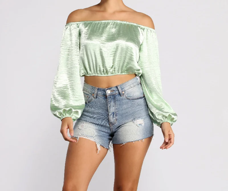 Stunning Sophistication Satin Crop Top