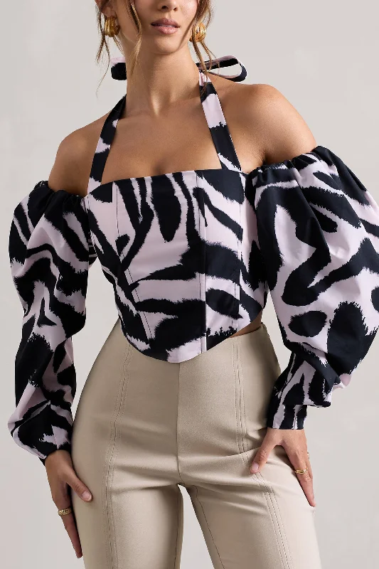 theatric-zebra-print-halter-neck-corset-top-with-puff-sleeves-cl132248018