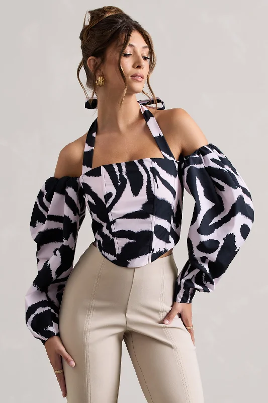 theatric-zebra-print-halter-neck-corset-top-with-puff-sleeves-cl132248018