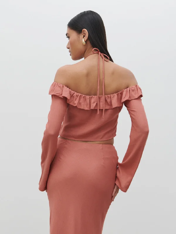 tiffany-bardot-ruffle-top-terracotta