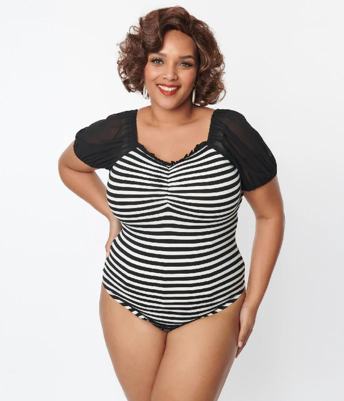 unique-vintage-plus-size-black-white-striped-short-sleeve-bodysuit