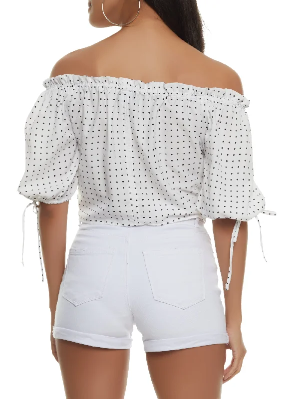 wht-blk-polka-dot-ruched-zip-front-off-the-shoulder-top-1004038342466