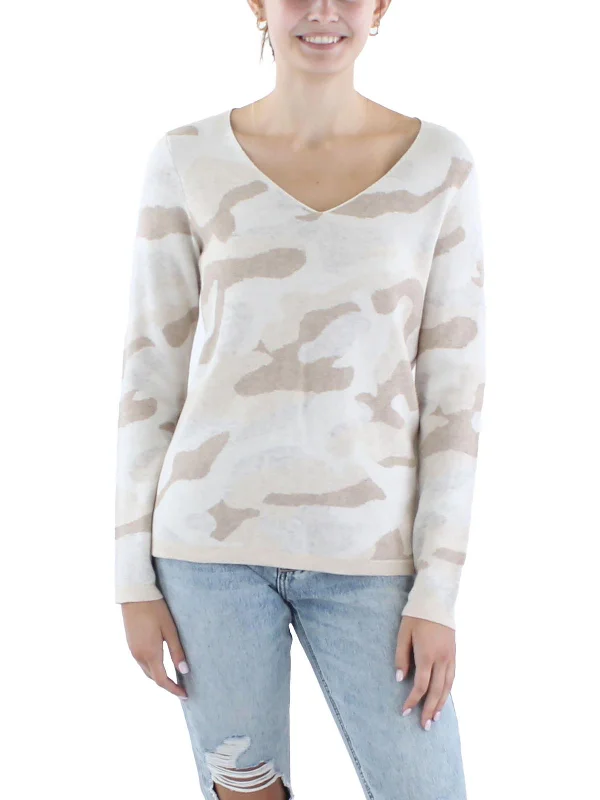 Womens Camouflage Knit Pullover Sweater