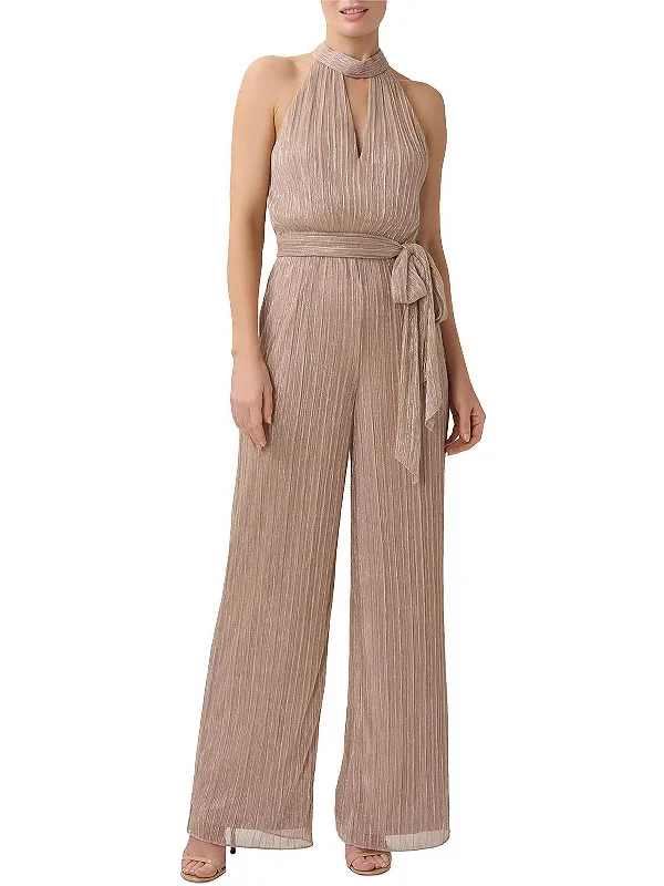 Womens Metallic Halter Jumpsuit