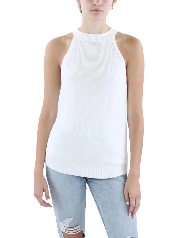 Womens Open Stitch Cotton Tank Top Sweater