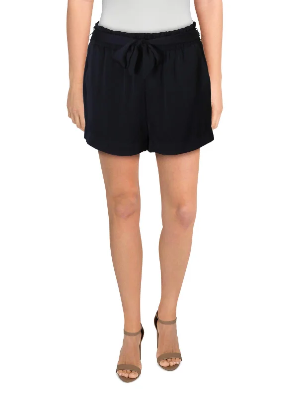 Womens Satin Belted Dress Shorts