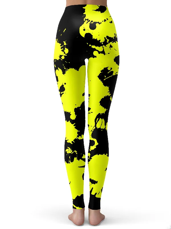 yellow-and-black-paint-splatter-leggings