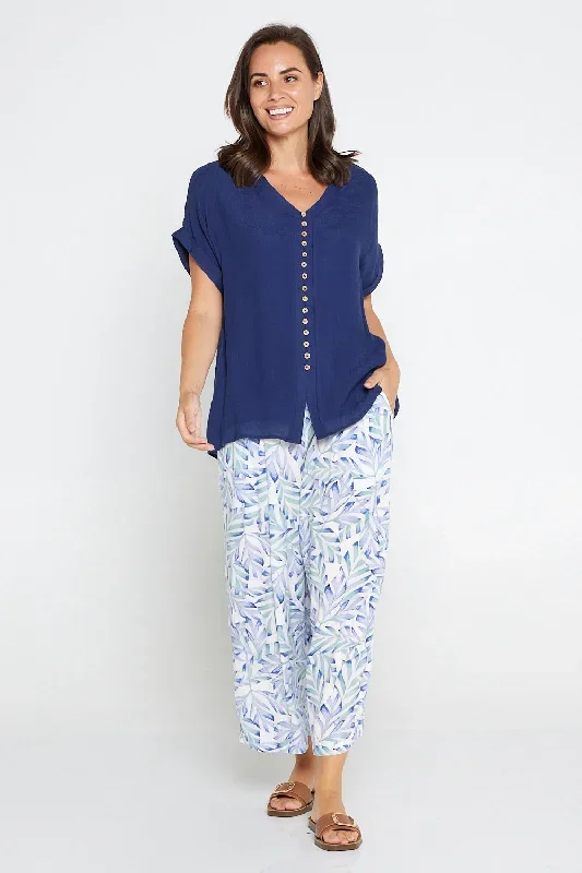 Zinnia Pants - Blue Leaves